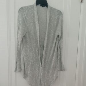 Women's The Limited Gray white striped Open-Front Sweater, light weight, medium